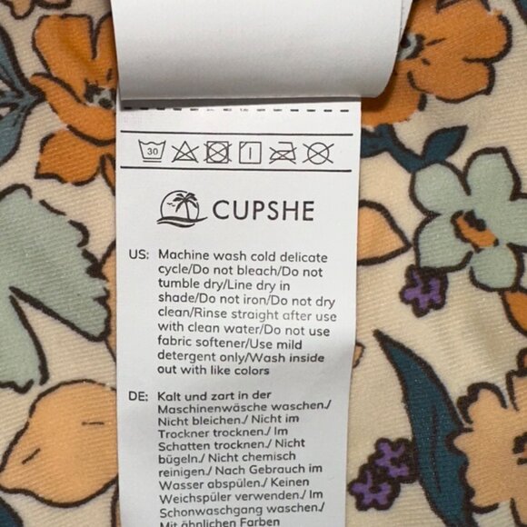 Cupshe Women’s Small Floral Ruffle One-Piece Swimsuit V-Neck Lace-Up Back Cheeky - Picture 7 of 8